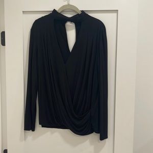 Black Crisscross Long Sleeve Top